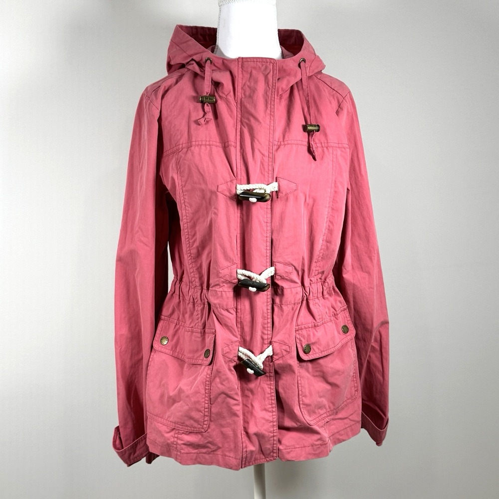 Fat Face Pink Hooded Jacket‎ Toggle Front Utility Lightweight M Coastal Casual